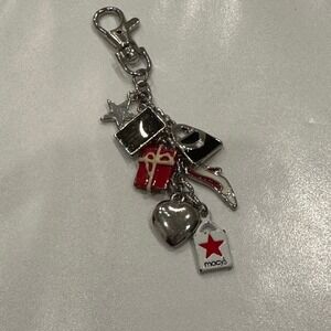 Macy's Shopping Bag Heart High Heel Credit Card Star Charm‎ Dangle Silver Tone